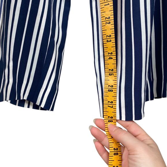 Talbots Vtg Navy Blue White Striped Pleat High Waist Pants Trousers SZ 8 - Picture 10 of 11